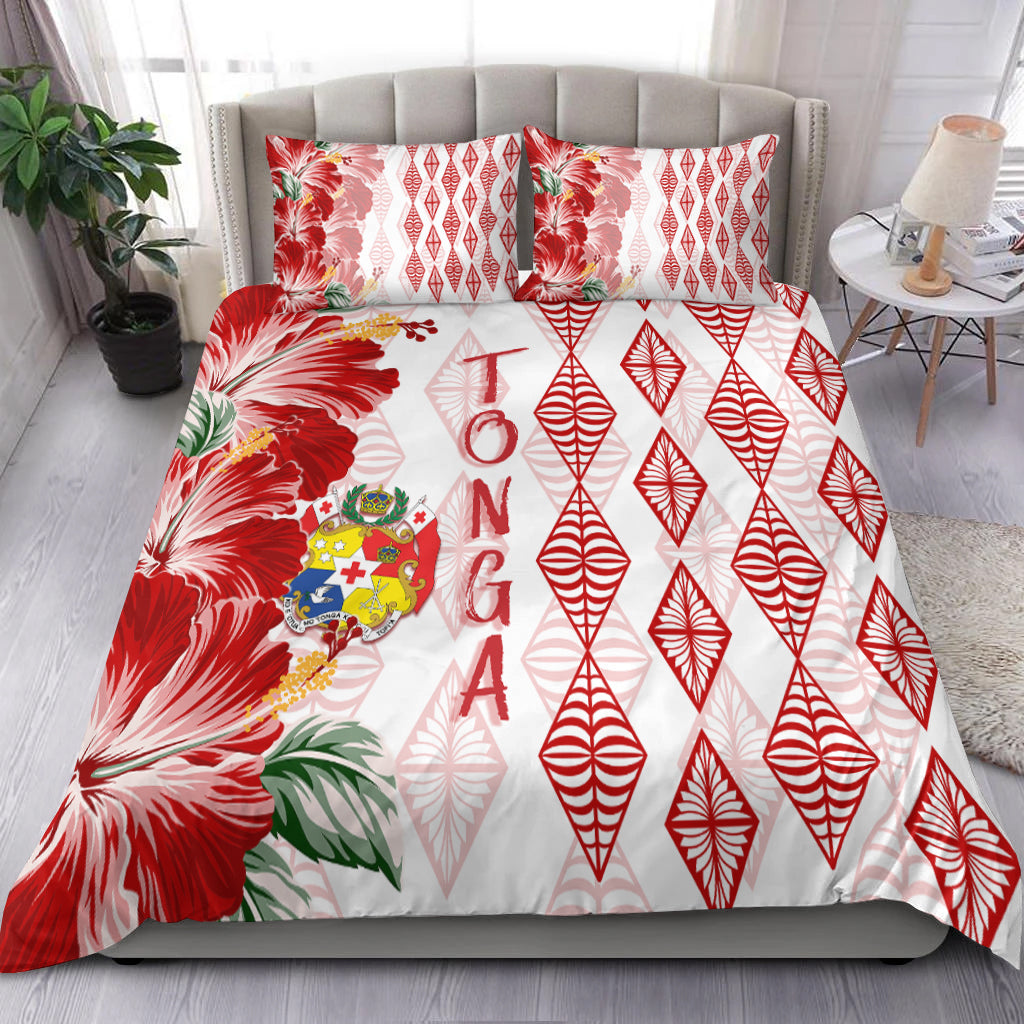 Tonga Bedding Set Diamond Style Mix Hibiscus White