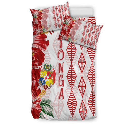 Tonga Bedding Set Diamond Style Mix Hibiscus White