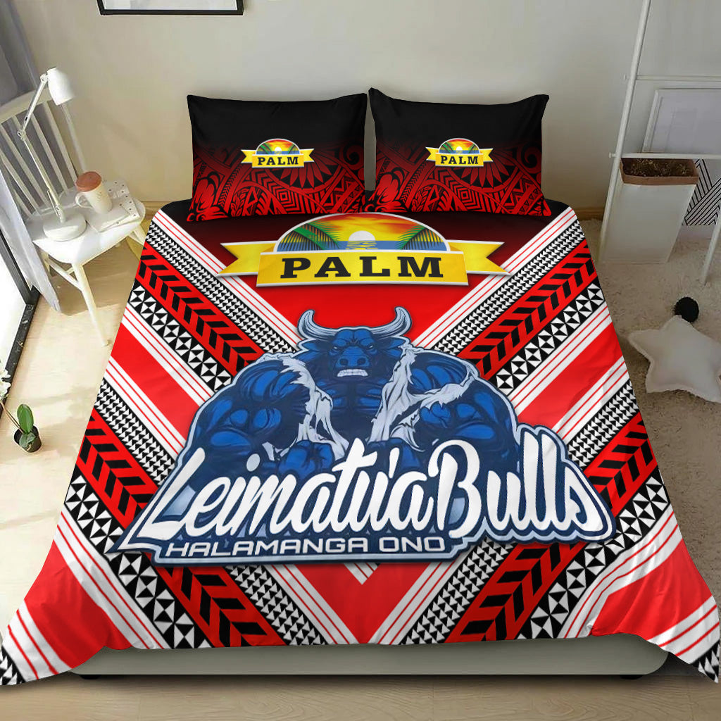 Mate Ma'a Tonga Bedding Set Leimatu'a Bulls Creative Style Red