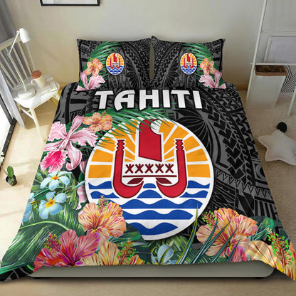 Tahiti Bedding Set French Polynesia Simple Vibes Black