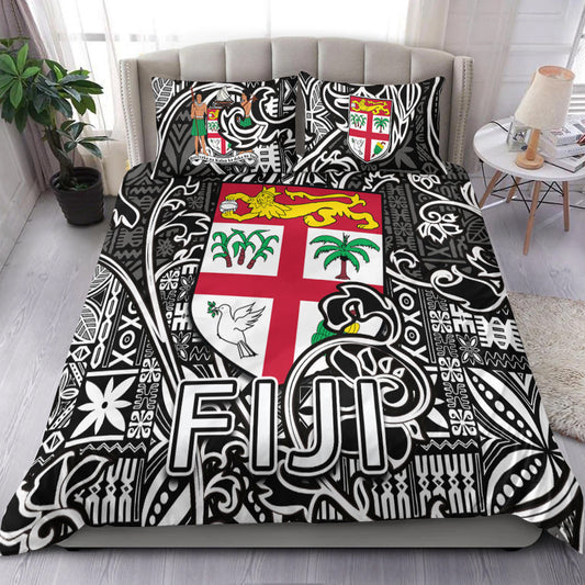 Fiji Bedding Set Tapa Patterns Black And White Style