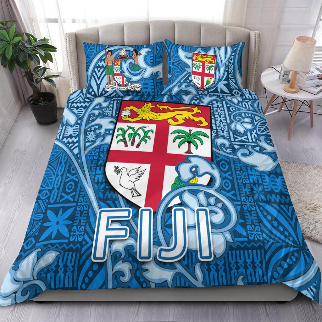 Fiji Bedding Set Tapa Patterns Blue Style