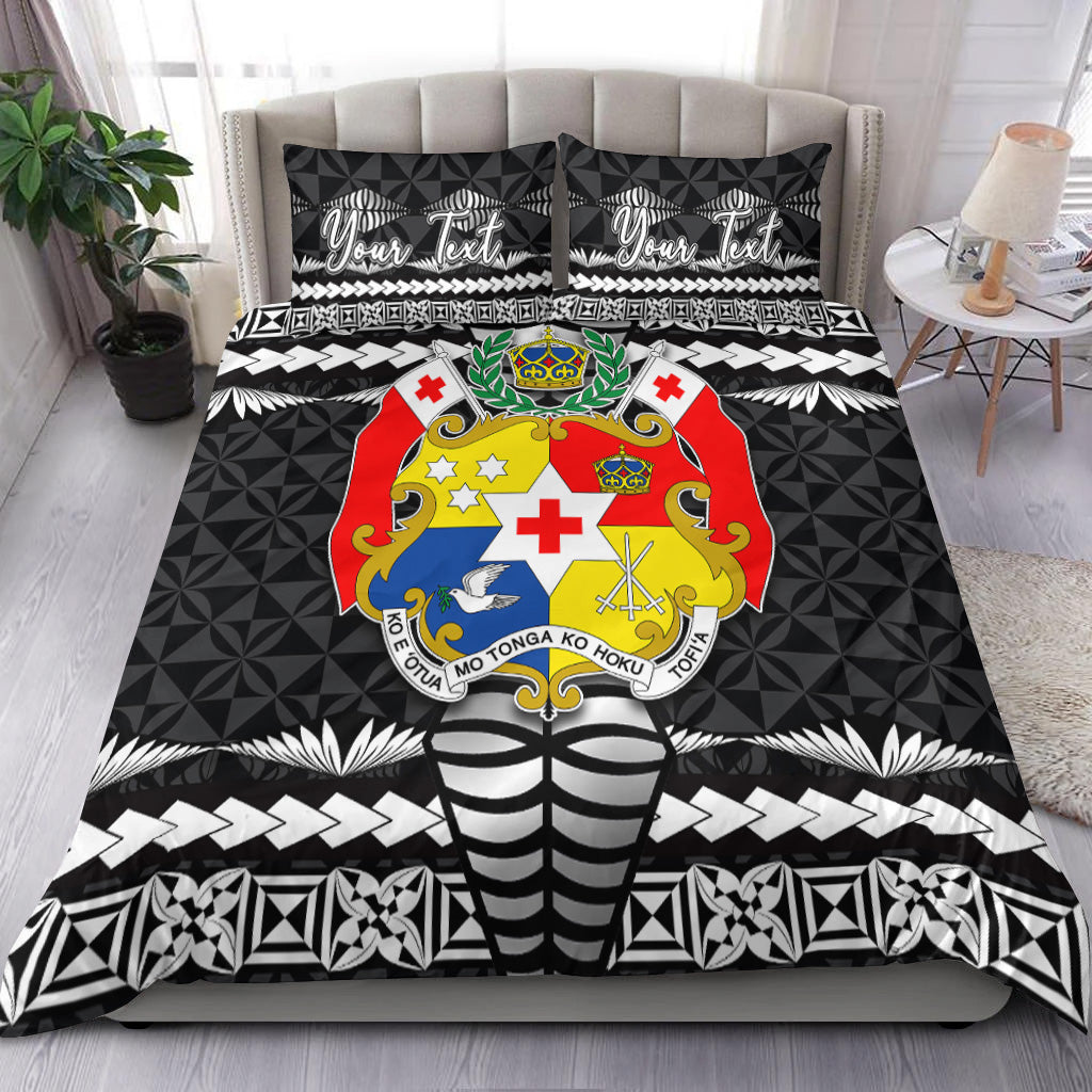 (Custom Personalised) Tonga Ngatu Bedding Set Black Style