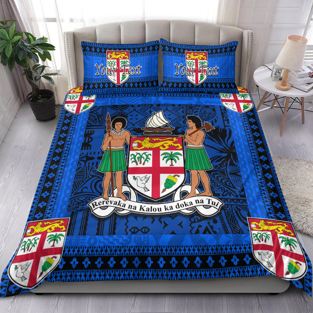 (Custom Personalised) Fiji Bedding Set Blue And Black Style No.1