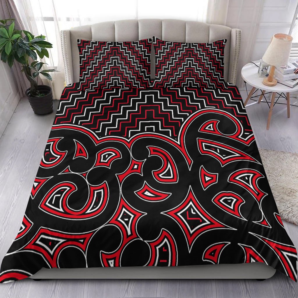 New Zealand Bedding Set Maori Graphic Tee patterns Red