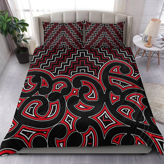 New Zealand Bedding Set Maori Graphic Tee patterns Red