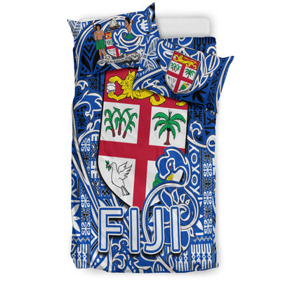 Fiji Bedding Set Tapa Patterns Blue And White Style