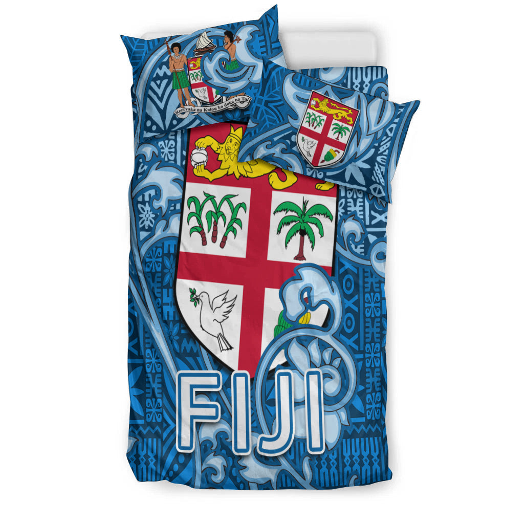 Fiji Bedding Set Tapa Patterns Blue Style