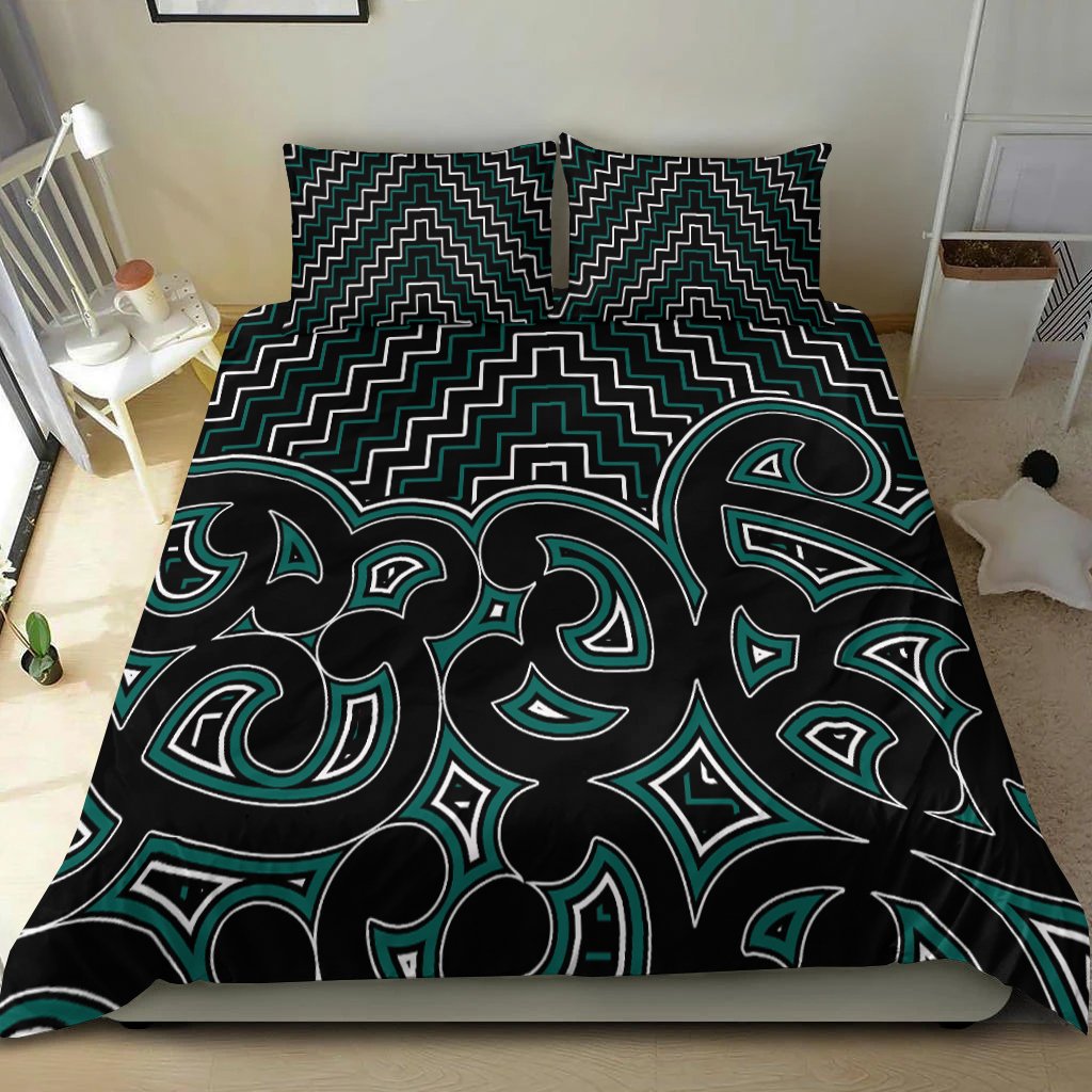 New Zealand Bedding Set Maori Graphic Tee patterns Green