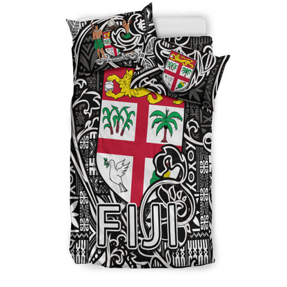Fiji Bedding Set Tapa Patterns Black And White Style
