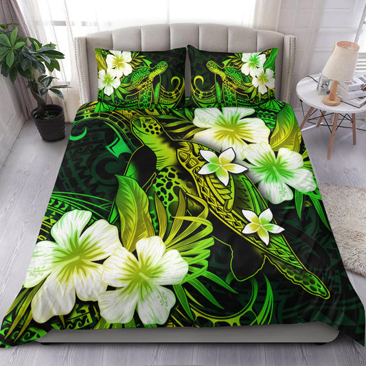 Polynesian Turtle Bedding Set With Hibiscus Color No.2