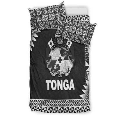 Tonga Coat Of Arms Bedding Set Simplified Version Black