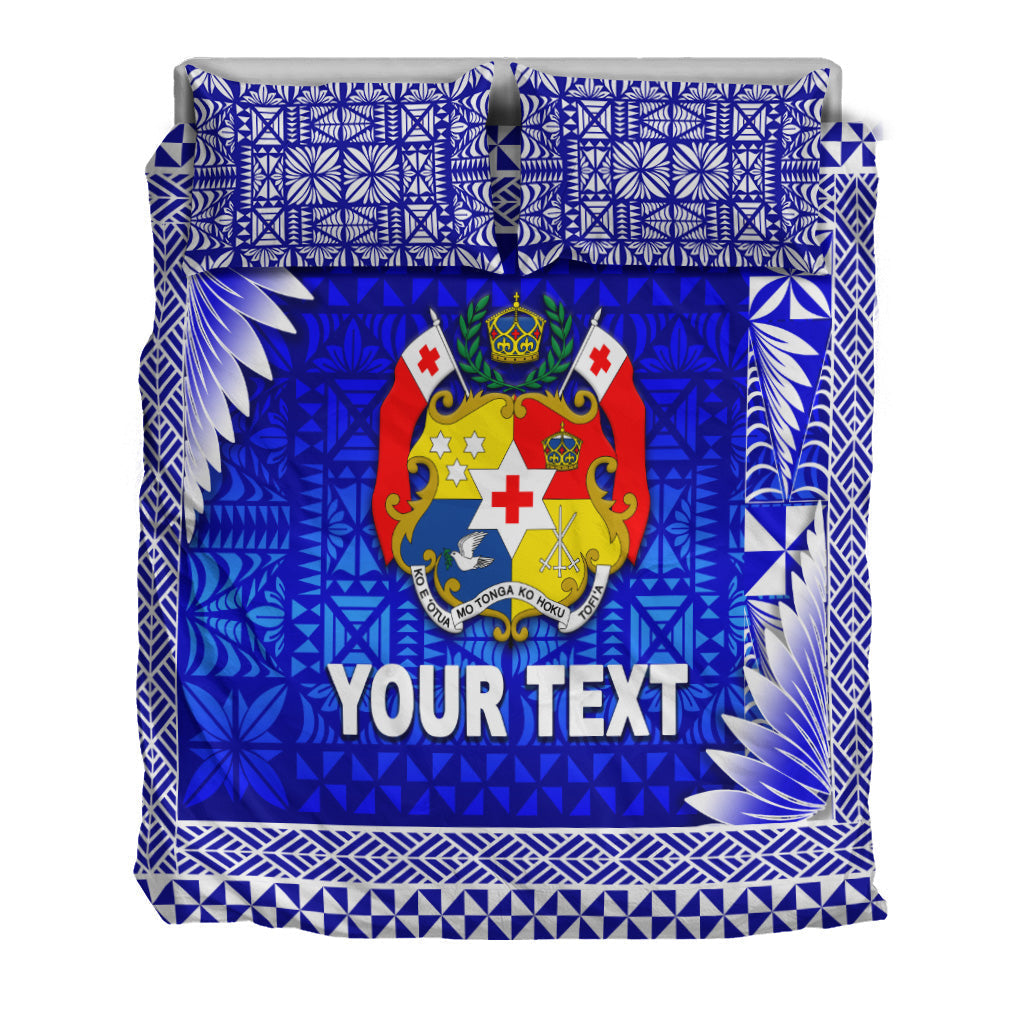 (Custom Personalised) Tonga Coat Of Arms Bedding Set Simplified Version Blue