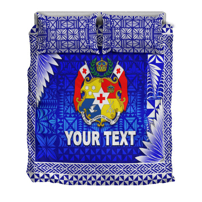 (Custom Personalised) Tonga Coat Of Arms Bedding Set Simplified Version Blue