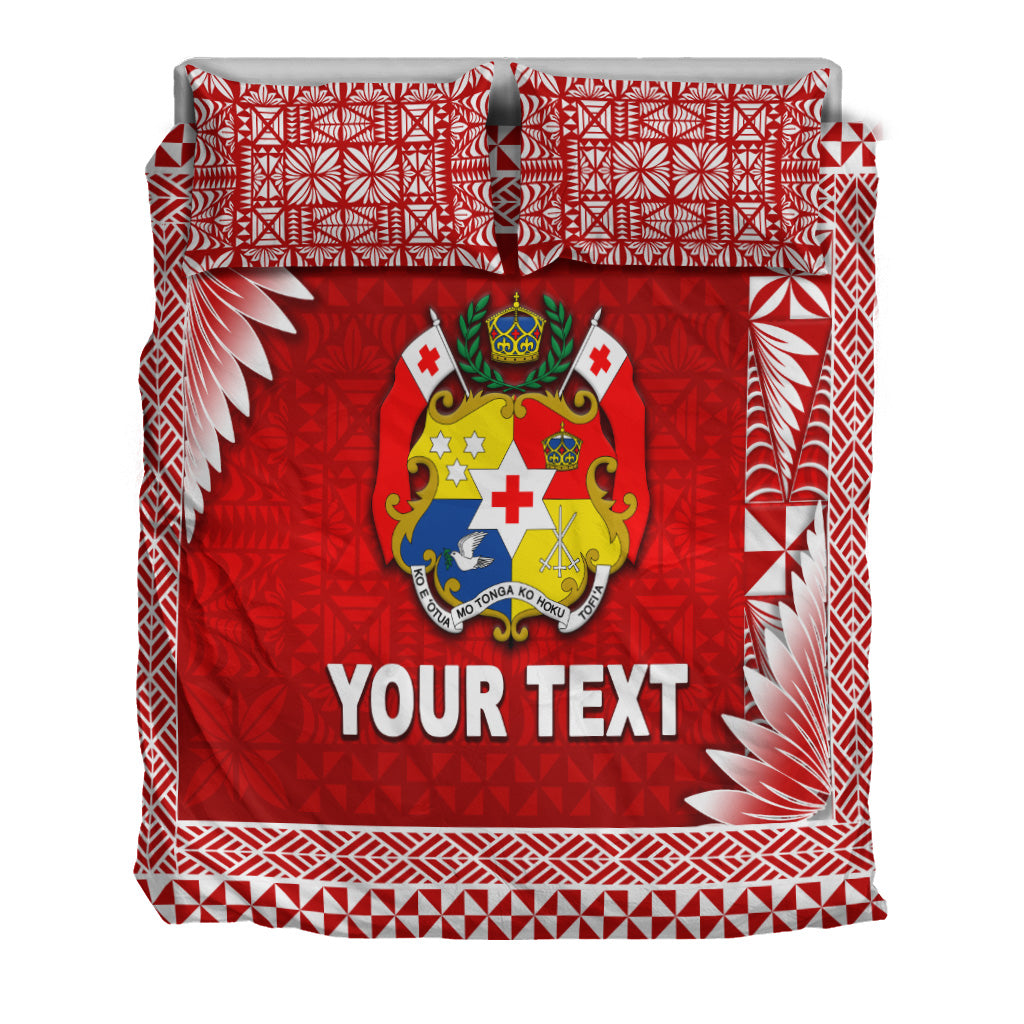(Custom Personalised) Tonga Coat Of Arms Bedding Set Simplified Version Red