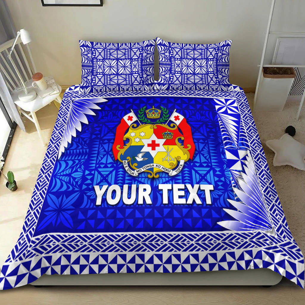(Custom Personalised) Tonga Coat Of Arms Bedding Set Simplified Version Blue