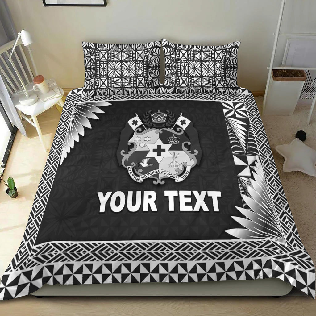 (Custom Personalised) Tonga Coat Of Arms Bedding Set Simplified Version Black