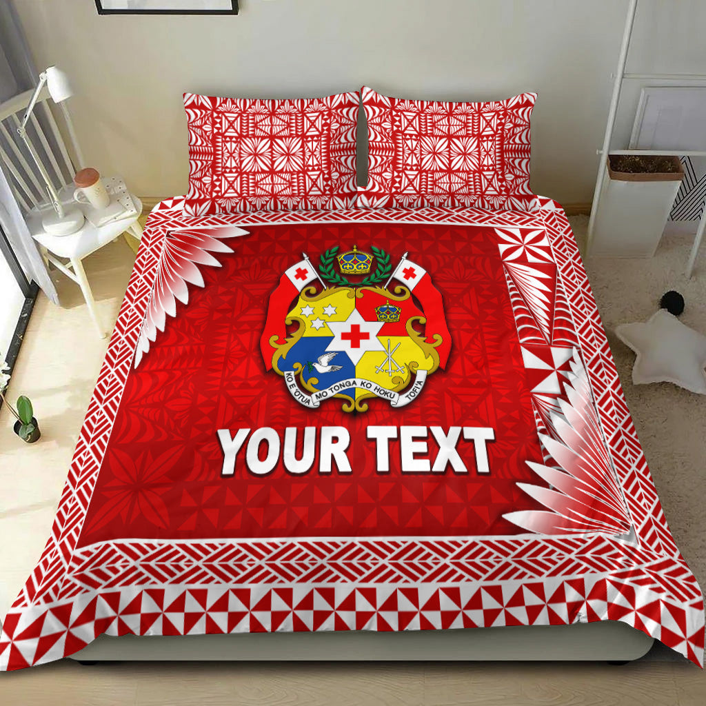 (Custom Personalised) Tonga Coat Of Arms Bedding Set Simplified Version Red