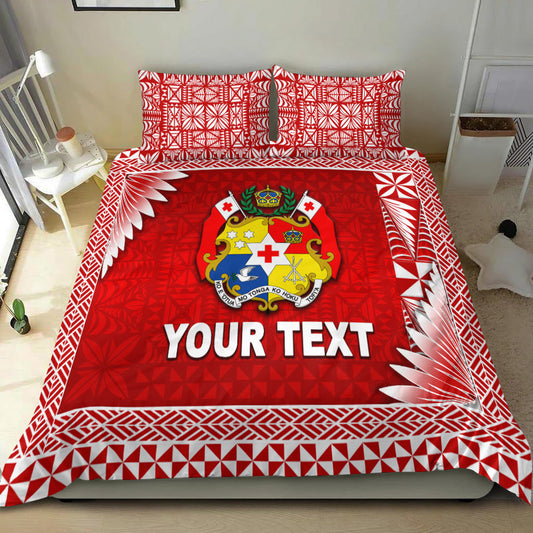 (Custom Personalised) Tonga Coat Of Arms Bedding Set Simplified Version Red
