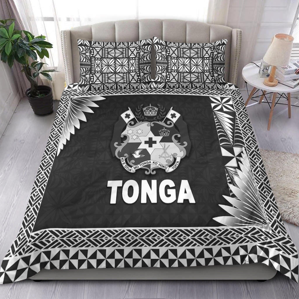Tonga Coat Of Arms Bedding Set Simplified Version Black