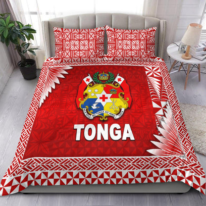 Tonga Coat Of Arms Bedding Set Simplified Version Red