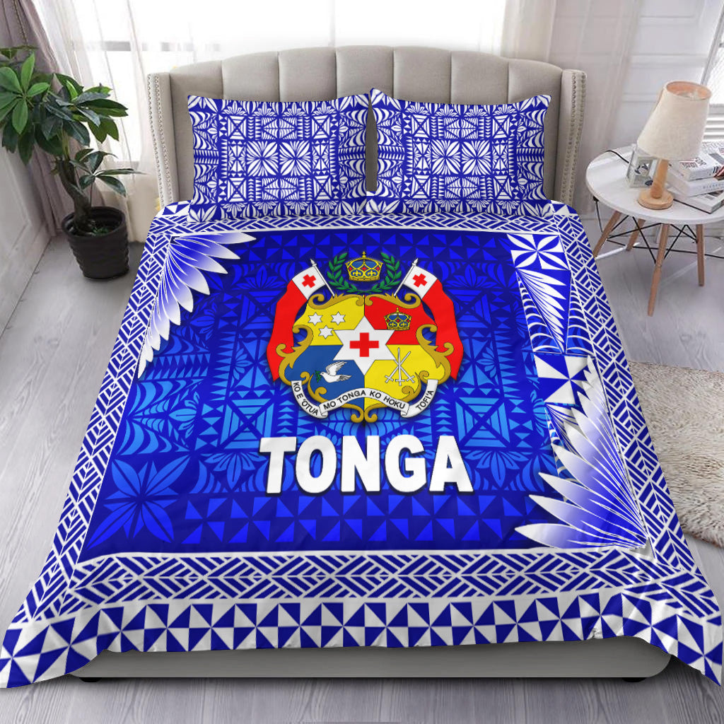 Tonga Coat Of Arms Bedding Set Simplified Version Blue