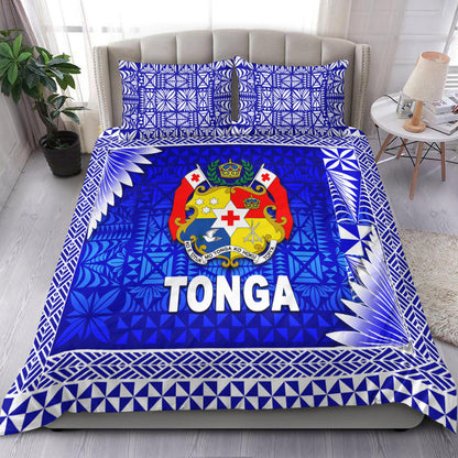 Tonga Coat Of Arms Bedding Set Simplified Version Blue