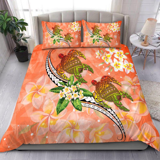 Hawaii Turtle Plumeria Polynesian Bedding Set Mira Style AH