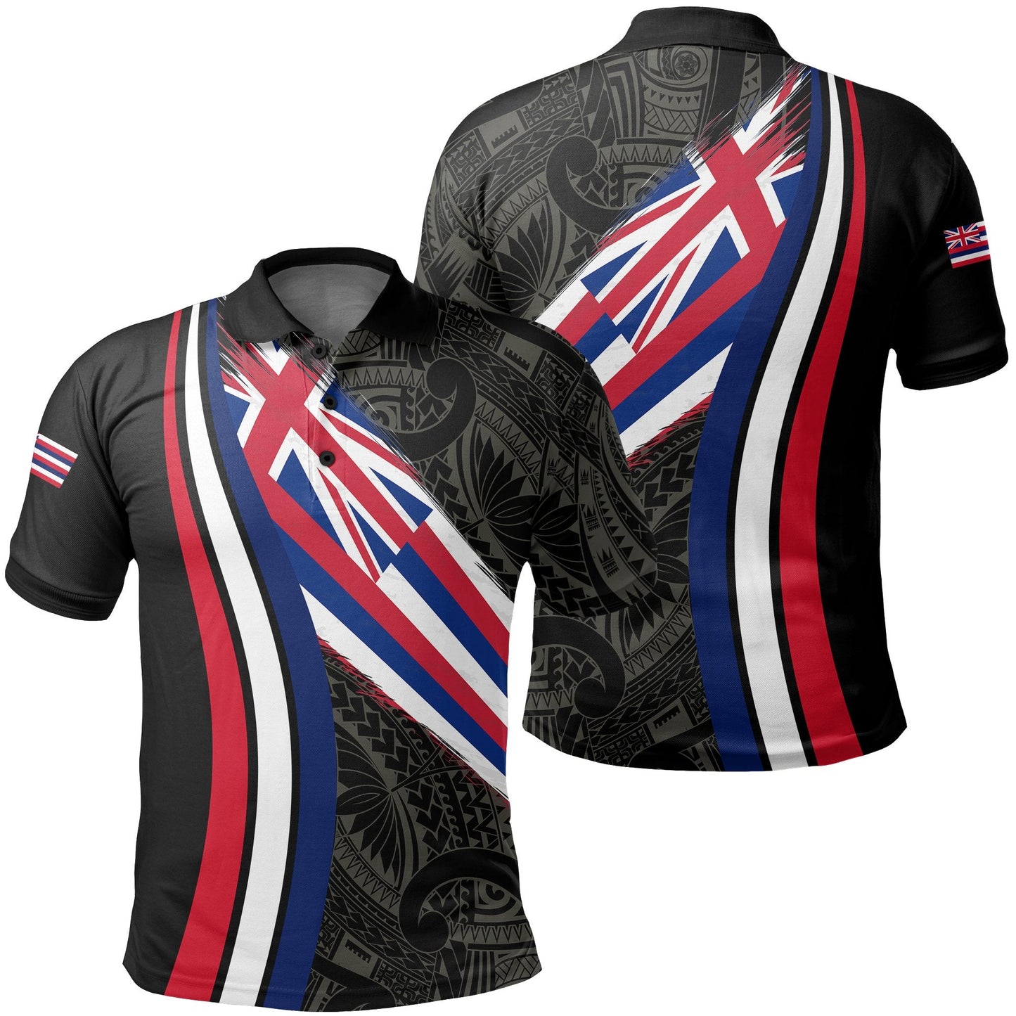 Polynesian Unisex Hawaii Flag Polo Shirt - Ten Style