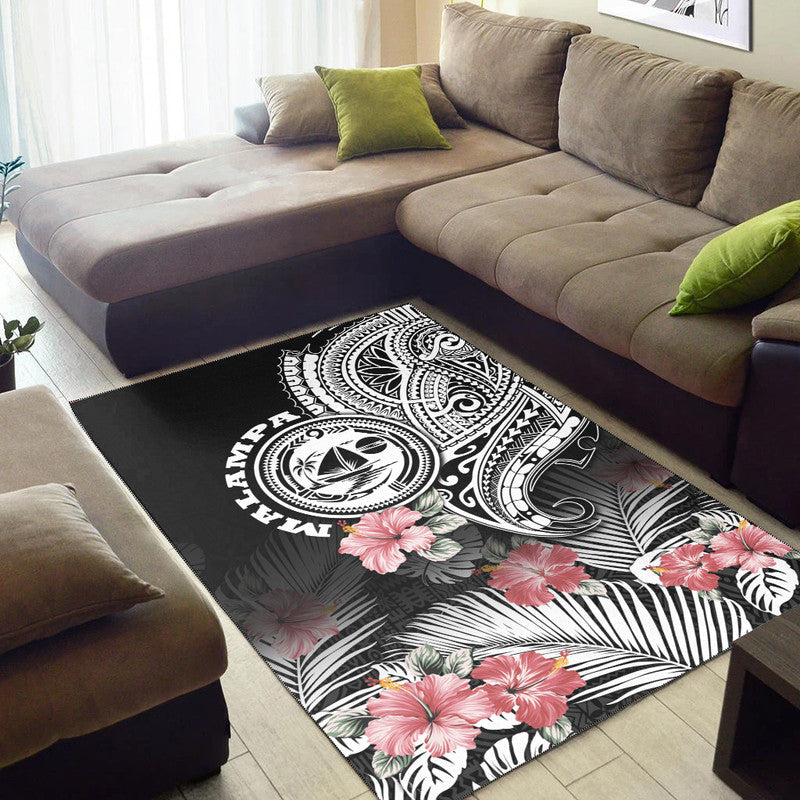 Vanuatu Malampa Province Area Rug Hibiscus Tribal Polynesian Tattoo Ver Black