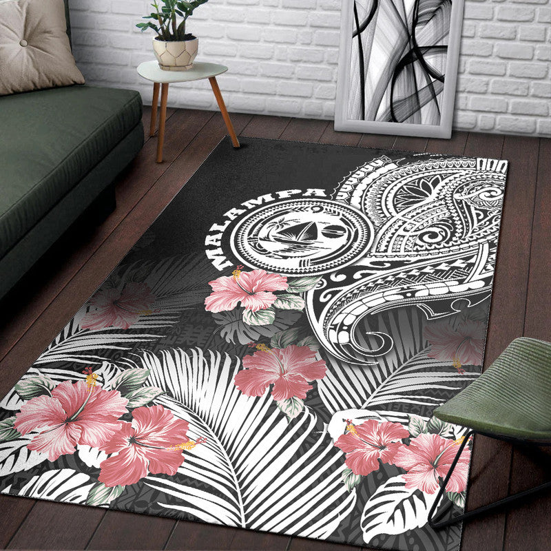 Vanuatu Malampa Province Area Rug Hibiscus Tribal Polynesian Tattoo Ver Black