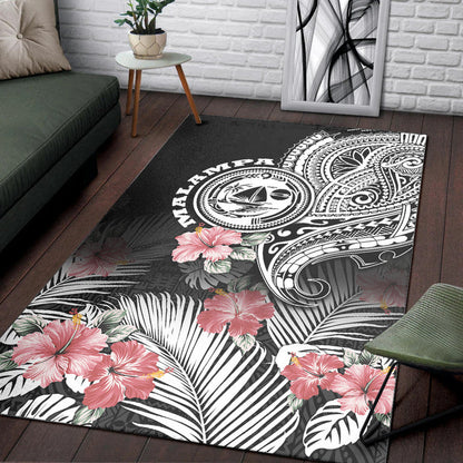 Vanuatu Malampa Province Area Rug Hibiscus Tribal Polynesian Tattoo Ver Black