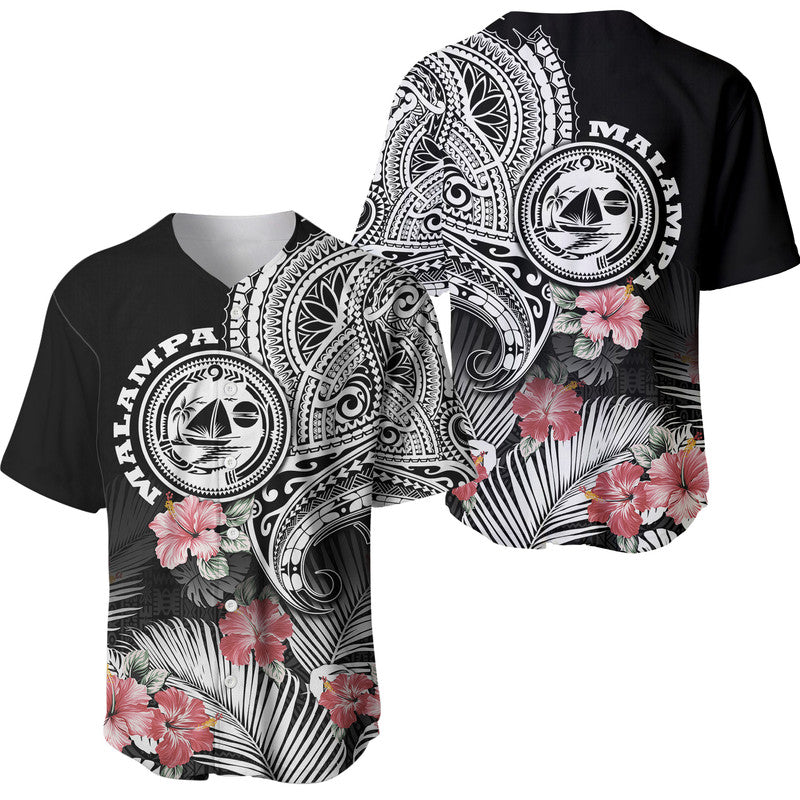 Vanuatu Malampa Province Baseball Jersey Hibiscus Tribal Polynesian Tattoo Ver Black