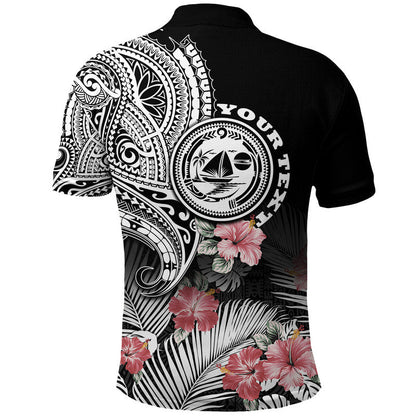 Vanuatu Malampa Province Polo Shirt Hibiscus Tribal Polynesian Tattoo Ver Black
