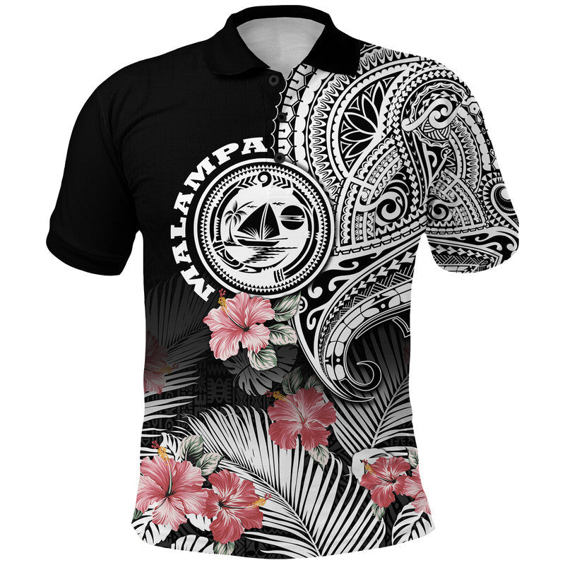 Vanuatu Malampa Province Polo Shirt Hibiscus Tribal Polynesian Tattoo Ver Black
