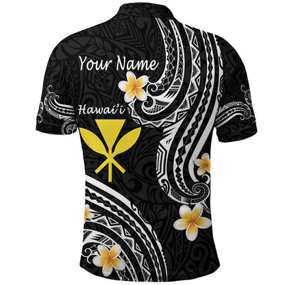 Custom Personalised Hawaii Polo Shirt Black Polynesian Line Style