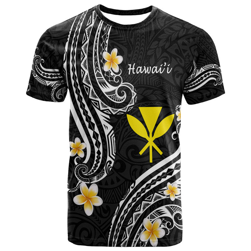 Hawaii T Shirt Black Polynesian Line Style