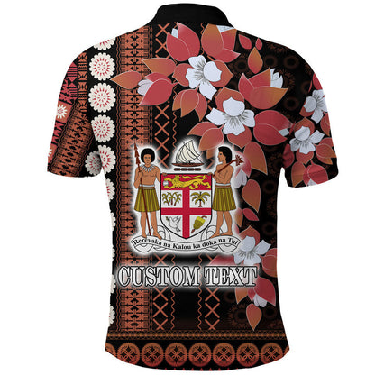 Custom Personalised Fiji Polo Shirt Tagimoucia Mixed Black Tapa Style