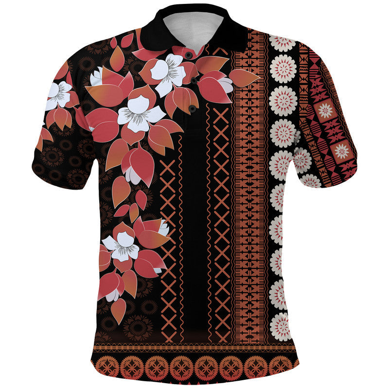 Fiji Polo Shirt Tagimoucia Mixed Black Tapa Style