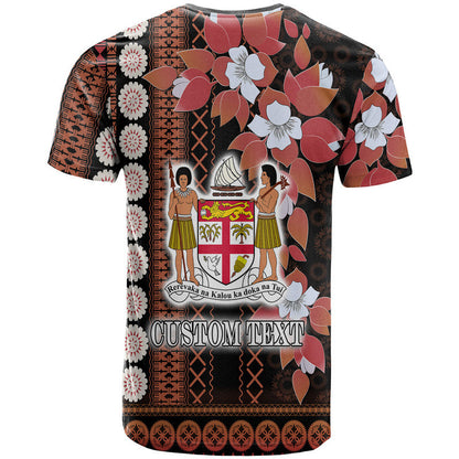 (Custom Personalised) Fiji T Shirt Tagimoucia Mixed Black Tapa Style