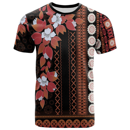(Custom Personalised) Fiji T Shirt Tagimoucia Mixed Black Tapa Style