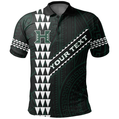 Personalized Hawaii Kakau Warrior Polynesian Football Polo Shirt - Black