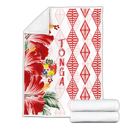 Tonga Premium Blanket Diamond Style Mix Hibiscus White