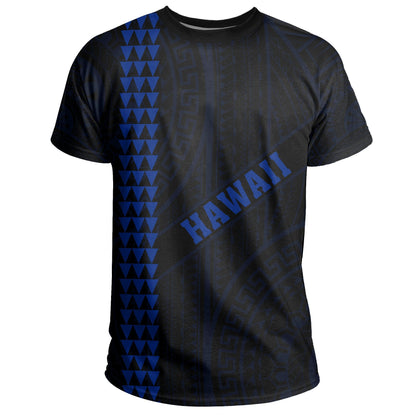 Hawaii Kakau Polynesian Turtle Map T - Shirt - Ohana Style - Blue