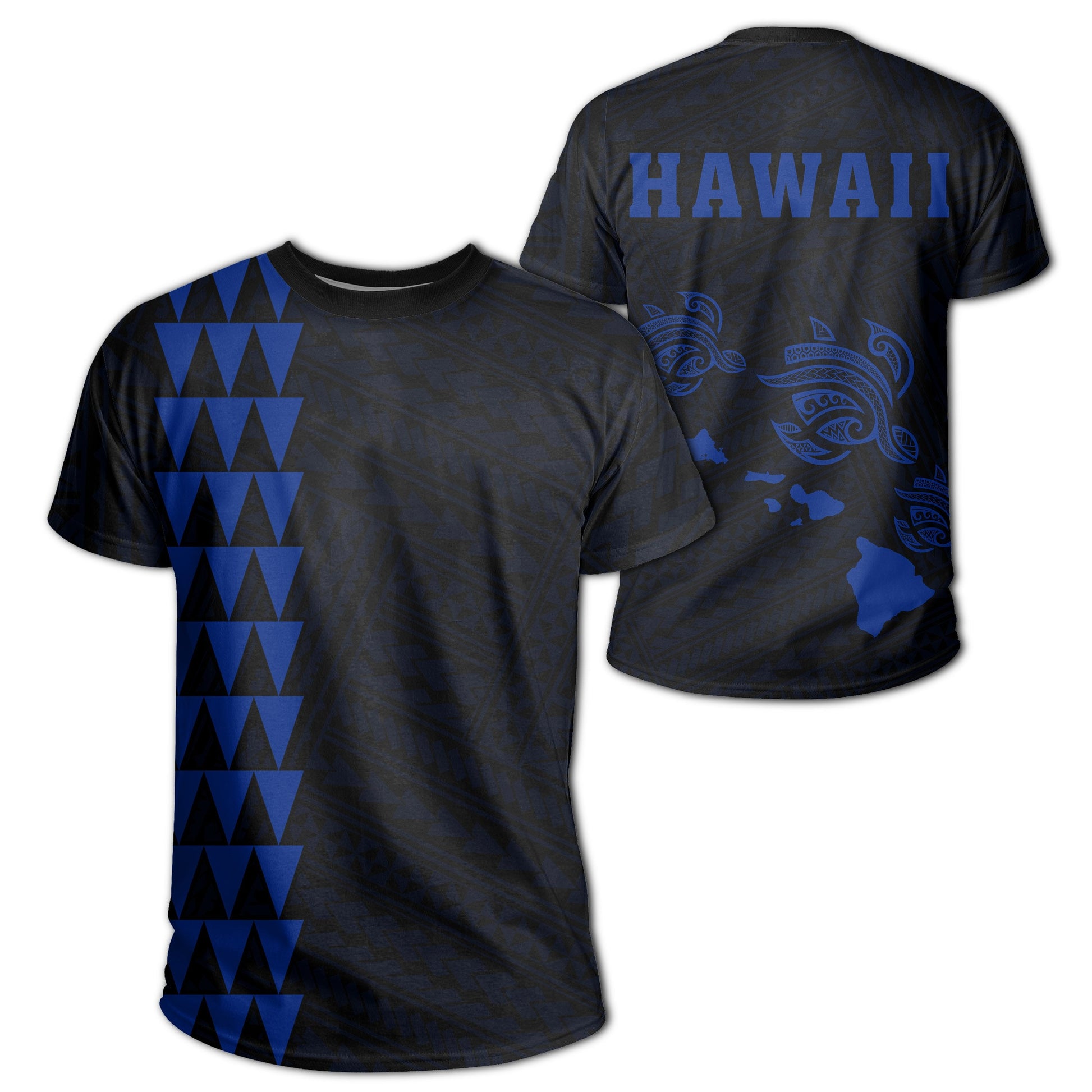 Hawaii Kakau Three Turtles T - Shirt - Blue - Ah