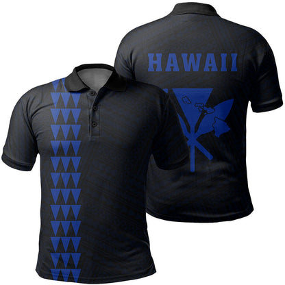 Hawaii Kanaka Map Polo Shirt - Blue