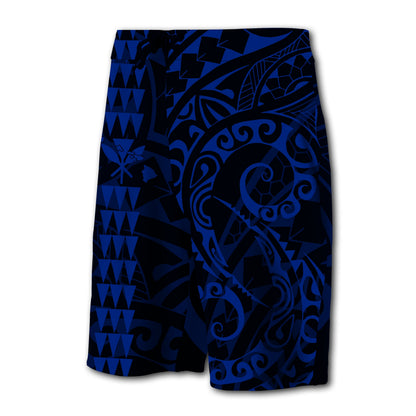 Hawaii Kakau Polynesian Kanaka Board Shorts - Blue - Snapy Style