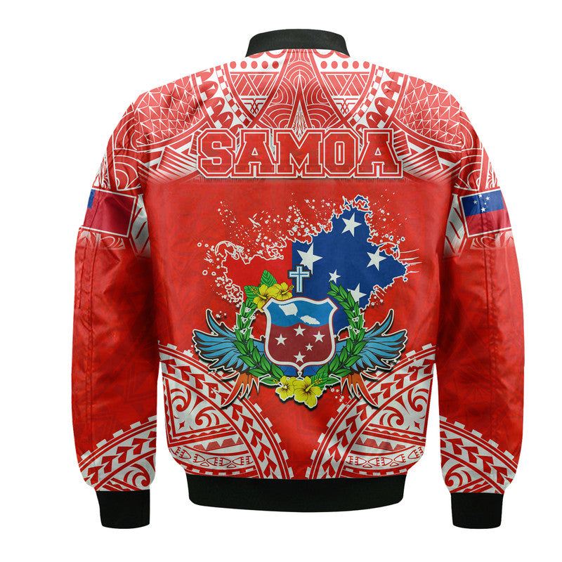 Toa Samoa Polynesian Rugby Bomber Jacket Samoan Flag Red Color
