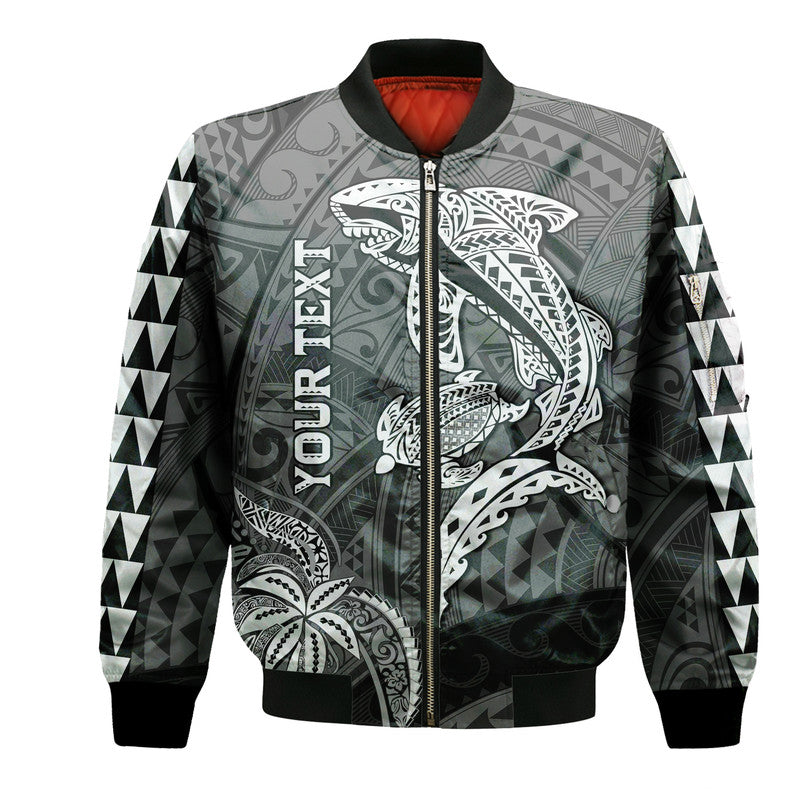 (Custom Personalised) Hawaii Bomber Jacket Shark and Turtle Mix Kakau