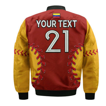 (Custom Personalised) Venezuela Baseball Flag Map Bomber Jacket